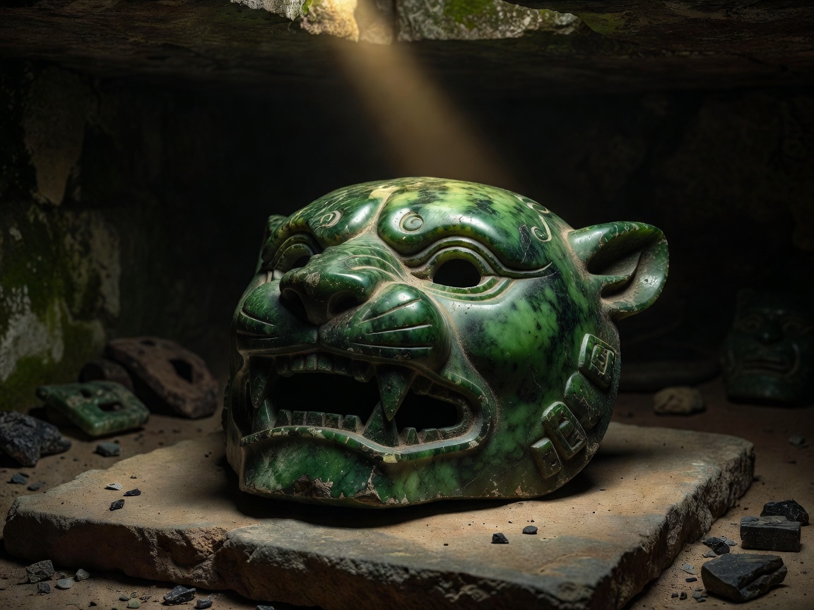 Jade Jaguar Mask Relic - Obsidian Mask